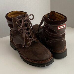 Hunter Adie Brown Leather Waterproof Lace-Up Boot 9.5 (Very Gently Worn)